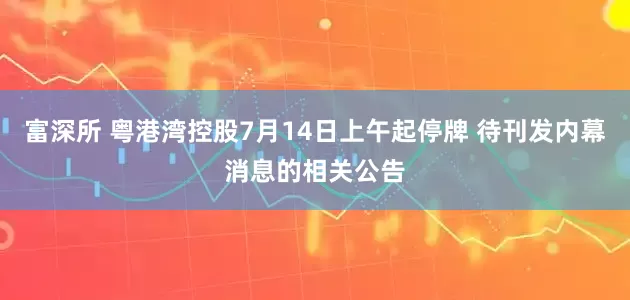 富深所 粤港湾控股7月14日上午起停牌 待刊发内幕消息的相关公告