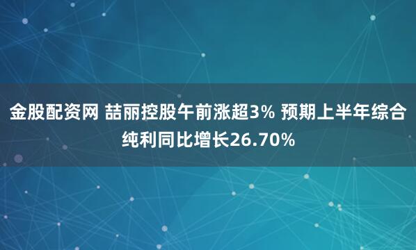 金股配资网 喆丽控股午前涨超3% 预期上半年综合纯利同比增长26.70%